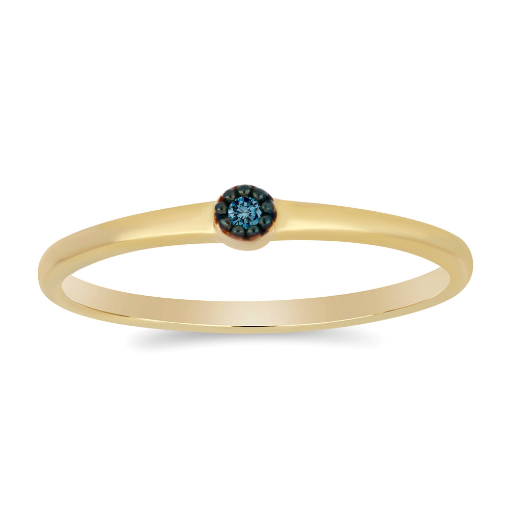 Inel din Argint 925 Placat cu Aur ( 1.65 grame ) cu Diamant Albastru 0.03 Carate 3 