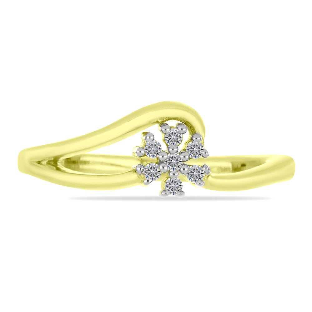 Inel din Argint 925 Placat cu Aur ( 1.88 grame ) cu Diamant Alb 0.08 Carate 1 