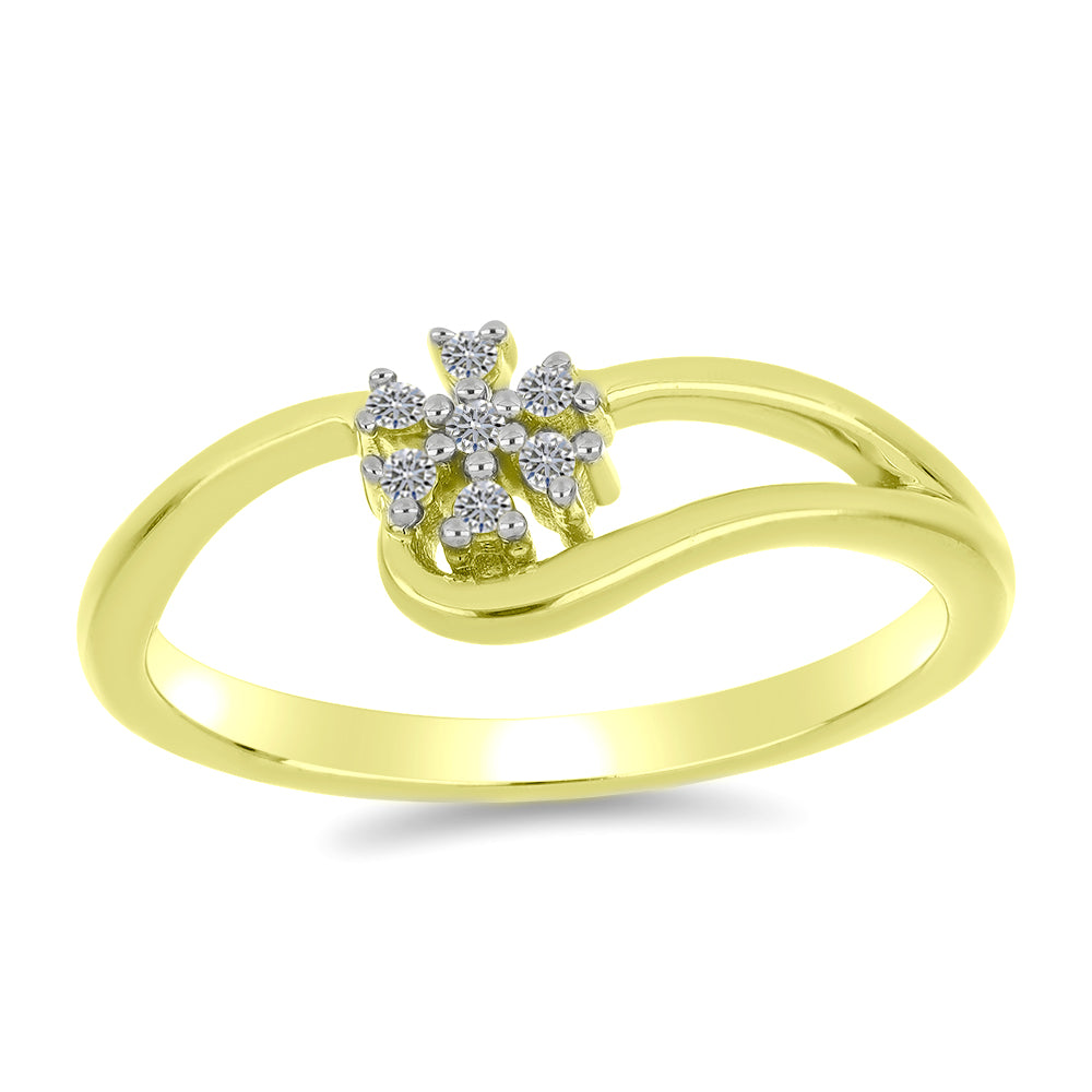 Inel din Argint 925 Placat cu Aur ( 1.88 grame ) cu Diamant Alb 0.08 Carate 3 