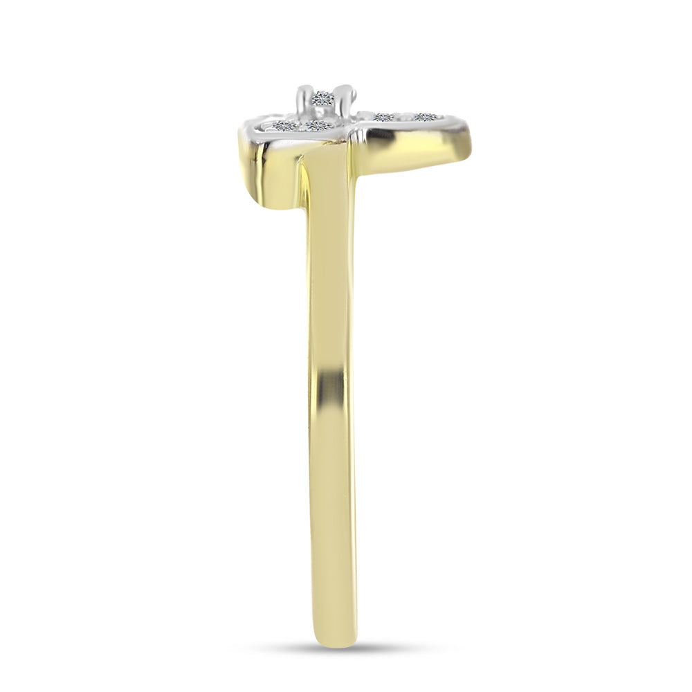 Inel din Argint 925 Placat cu Aur ( 2.05 grame ) cu Diamant Alb 0.08 Carate 4 