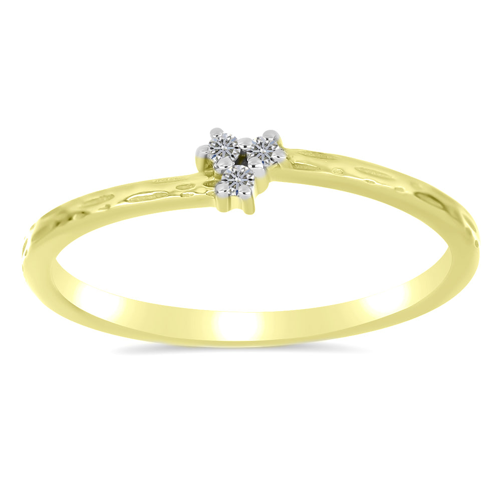 Inel din Argint 925 Placat cu Aur ( 1.51 grame ) cu Diamant Alb 0.05 Carate 3 