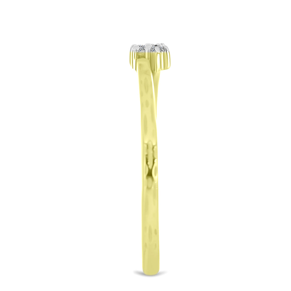 Inel din Argint 925 Placat cu Aur ( 1.51 grame ) cu Diamant Alb 0.05 Carate 4 