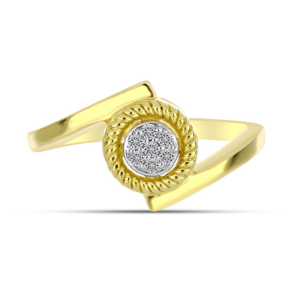 Inel din Argint 925 Placat cu Aur ( 2.77 grame ) cu Diamant Alb 0.06 Carate 1 