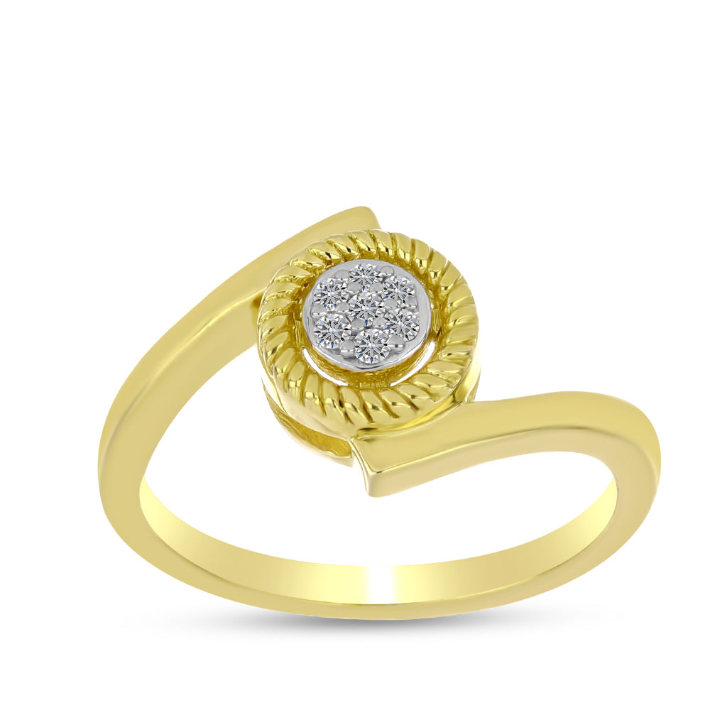 Inel din Argint 925 Placat cu Aur ( 2.77 grame ) cu Diamant Alb 0.06 Carate 3 