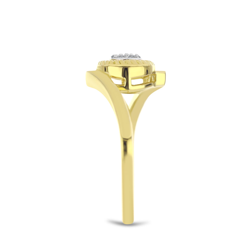 Inel din Argint 925 Placat cu Aur ( 2.77 grame ) cu Diamant Alb 0.06 Carate 4 