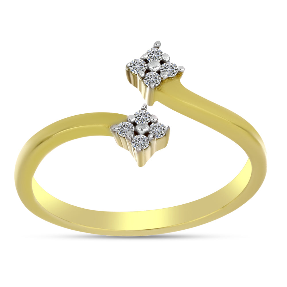 Inel din Argint 925 Placat cu Aur ( 2.42 grame ) cu Diamant Alb 0.11 Carate 3 