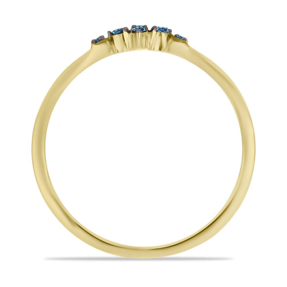 Inel din Argint 925 Placat cu Aur ( 1.47 grame ) cu Diamant Albastru și Diamant Alb 0.3 Carate 2 