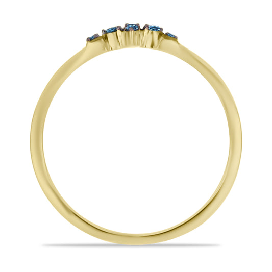 Inel din Argint 925 Placat cu Aur ( 1.47 grame ) cu Diamant Albastru și Diamant Alb 0.3 Carate
