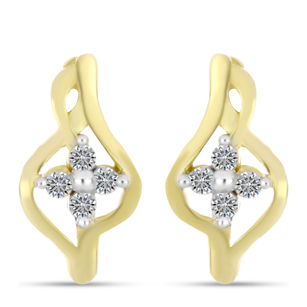 Cercei din Argint 925 Placat cu Aur ( 2.58 grame ) cu Diamant Alb 0.11 Carate