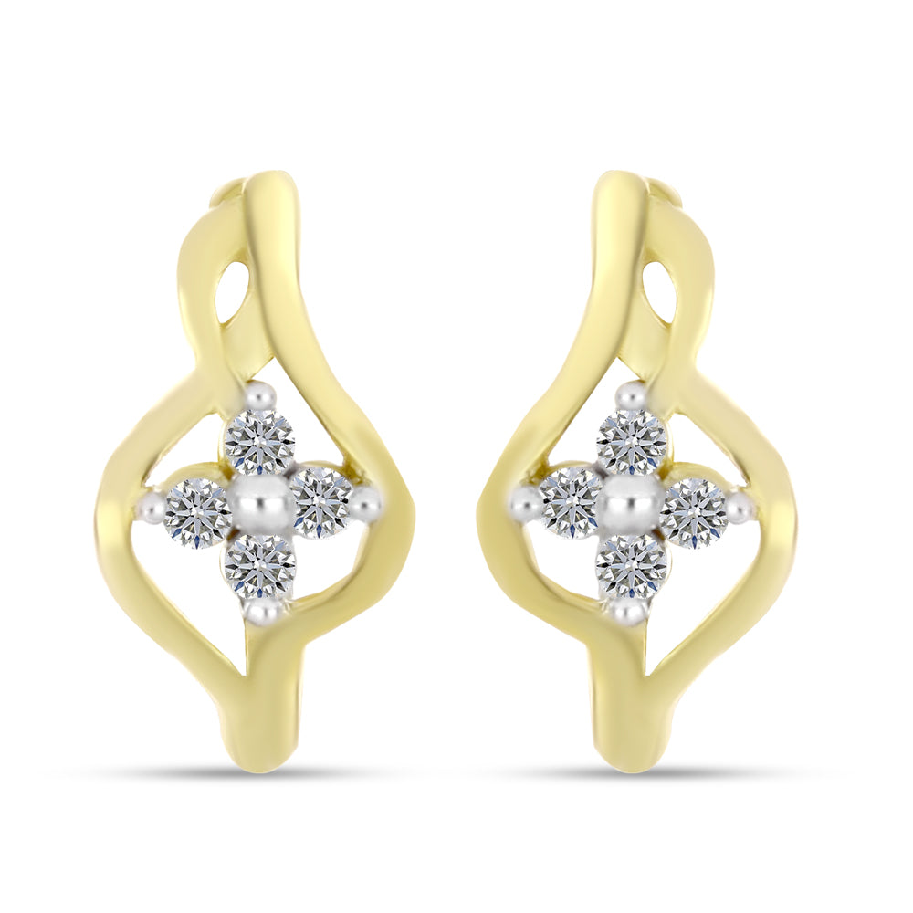 Cercei din Argint 925 Placat cu Aur ( 2.58 grame ) cu Diamant Alb 0.11 Carate 1 