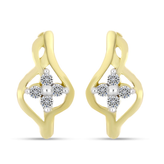 Cercei din Argint 925 Placat cu Aur ( 2.58 grame ) cu Diamant Alb 0.11 Carate