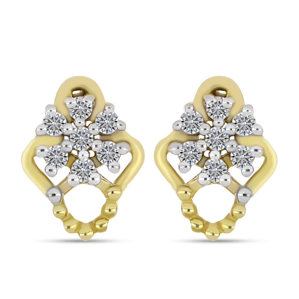 Cercei din Argint 925 Placat cu Aur ( 1.91 grame ) cu Diamant Alb 0.17 Carate