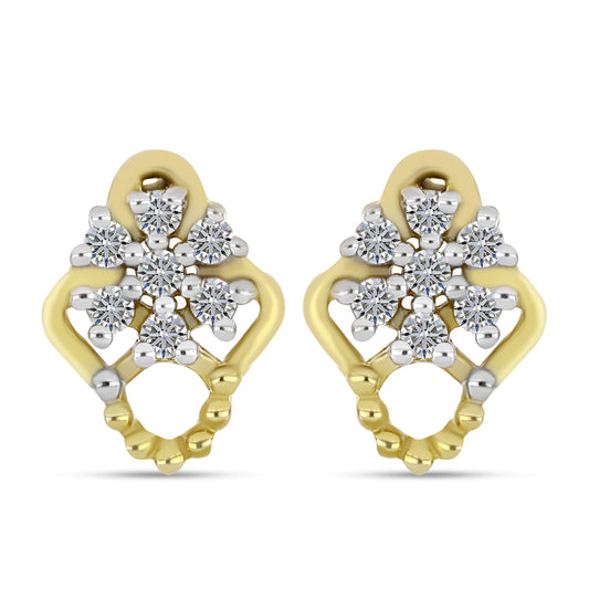 Cercei din Argint 925 Placat cu Aur ( 1.91 grame ) cu Diamant Alb 0.17 Carate