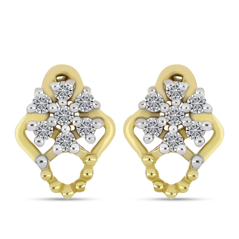 Cercei din Argint 925 Placat cu Aur ( 1.91 grame ) cu Diamant Alb 0.17 Carate 3 