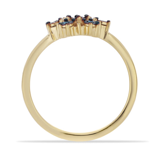 Inel din Argint 925 Placat cu Aur ( 2.86 grame ) cu Diamant Albastru 0.06 Carate