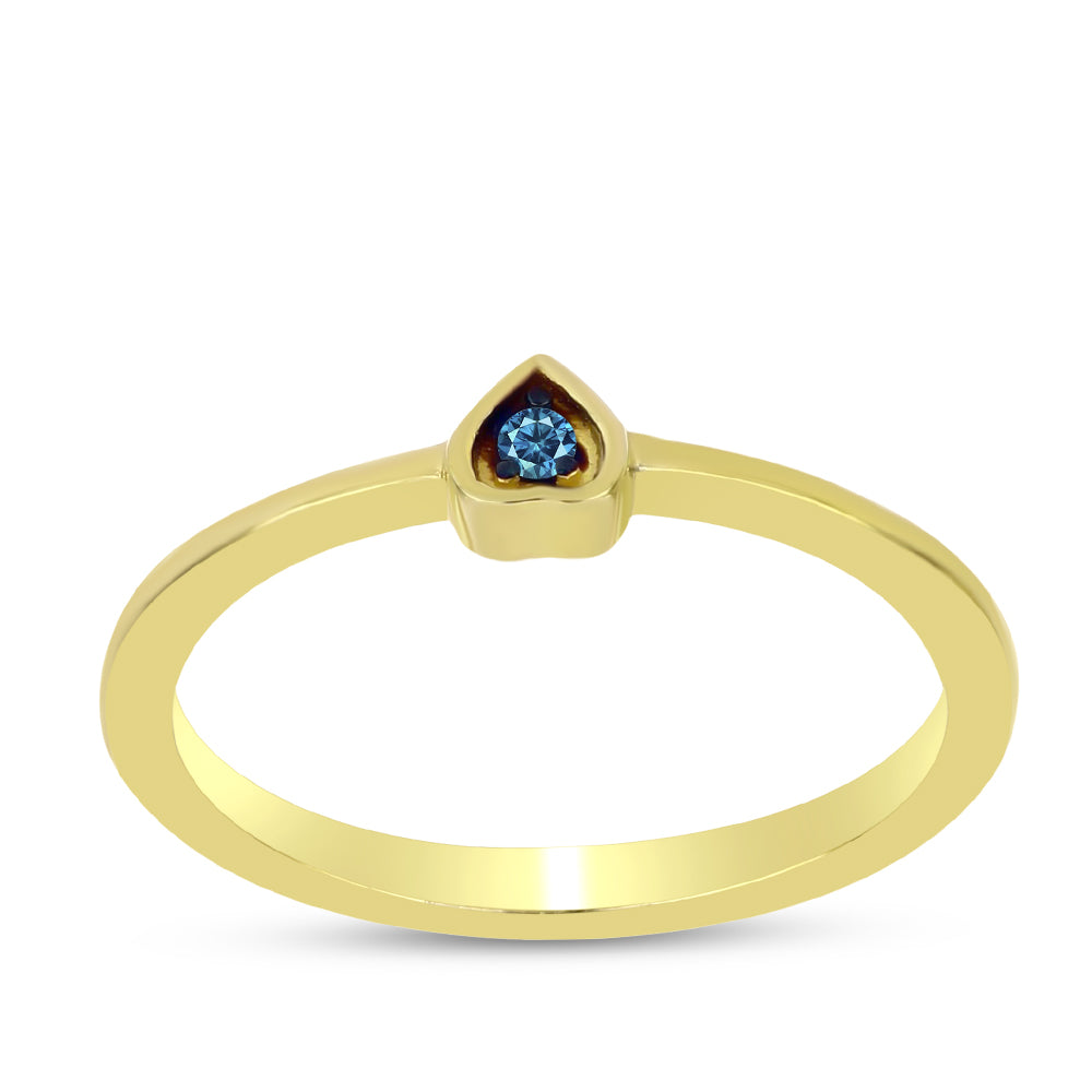 Inel din Argint 925 Placat cu Aur ( 1.42 grame ) cu Diamant Albastru 0.02 Carate 3 