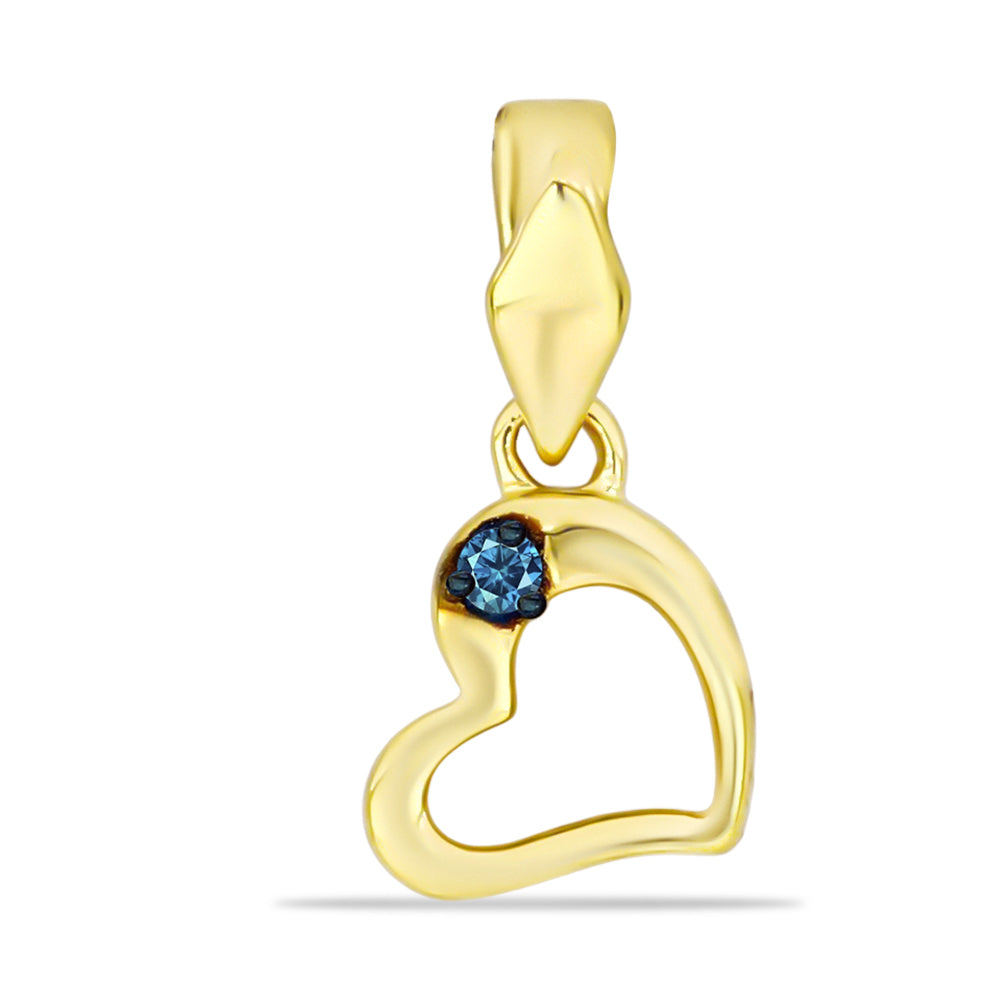 Pandantiv din Argint 925 Placat cu Aur ( 0.59 grame ) cu Diamant Albastru 0.02 Carate 1 