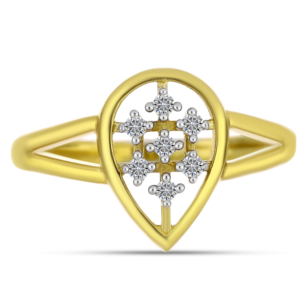 Inel din Argint 925 Placat cu Aur ( 2.46 grame ) cu Diamant Alb 0.08 Carate 1 