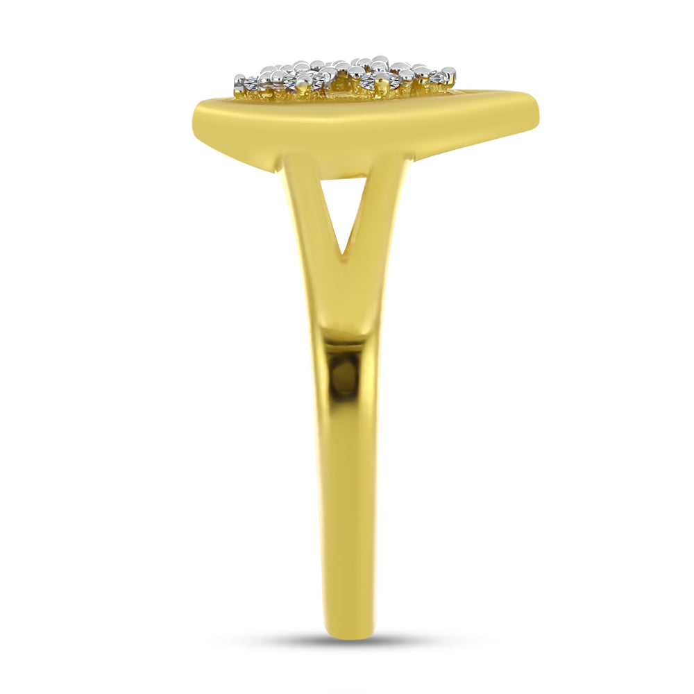 Inel din Argint 925 Placat cu Aur ( 2.46 grame ) cu Diamant Alb 0.08 Carate 4 