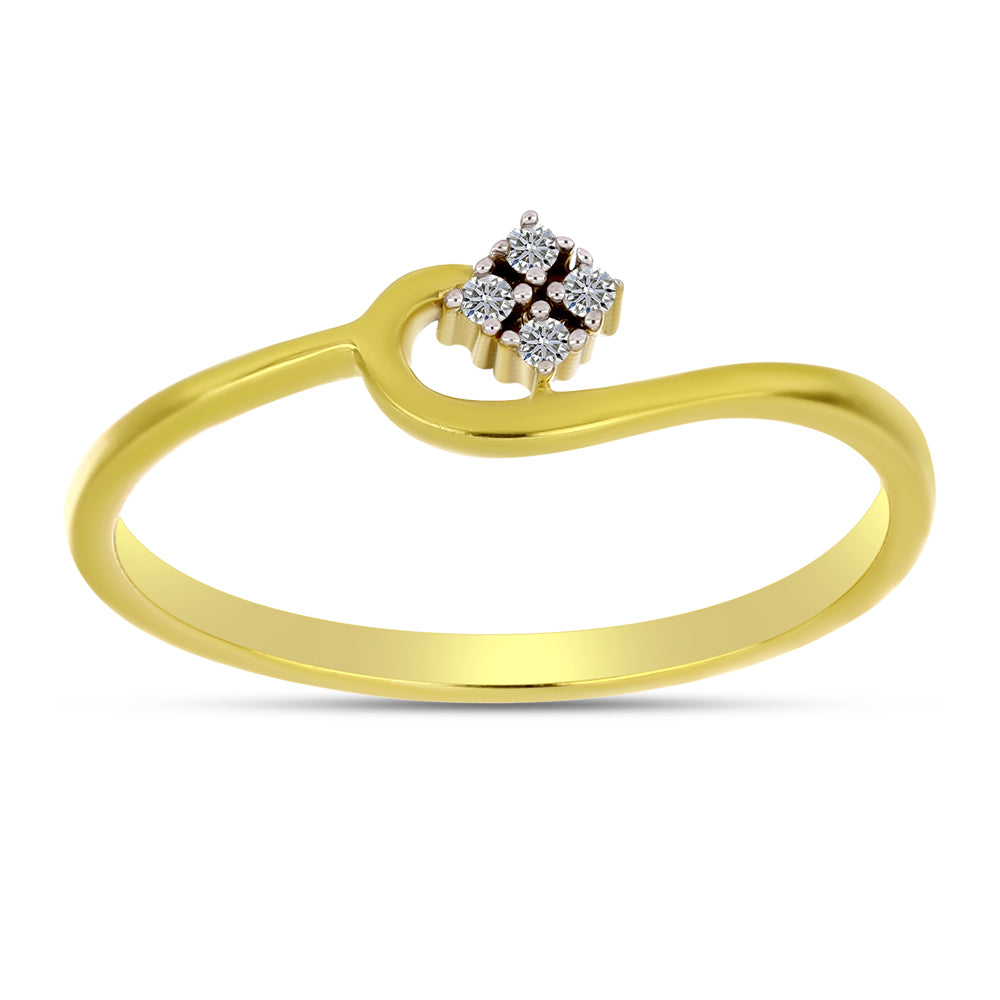 Inel din Argint 925 Placat cu Aur ( 1.63 grame ) cu Diamant Alb 0.05 Carate 3 