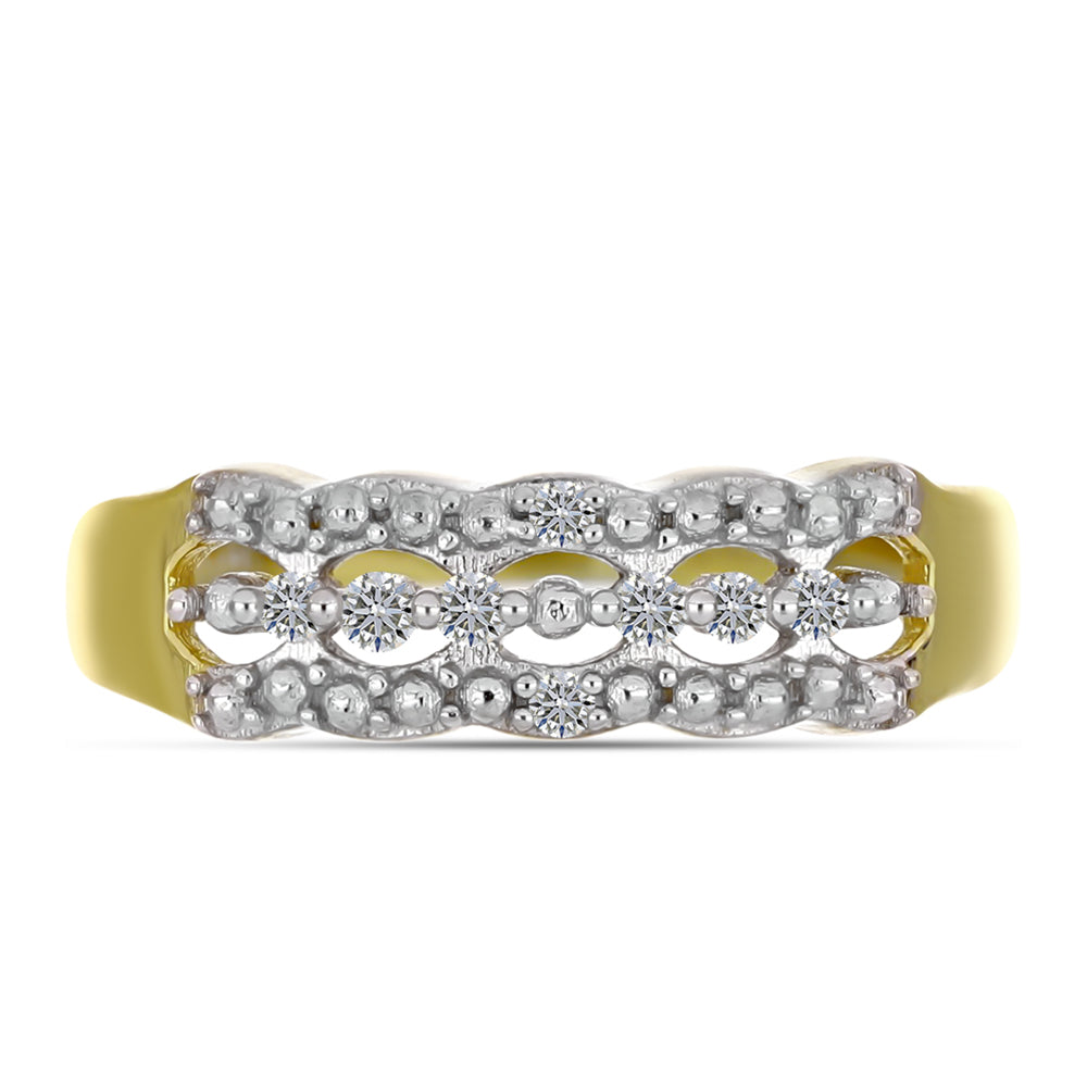 Inel din Argint 925 Placat cu Aur ( 2.72 grame ) cu Diamant Alb 0.08 Carate