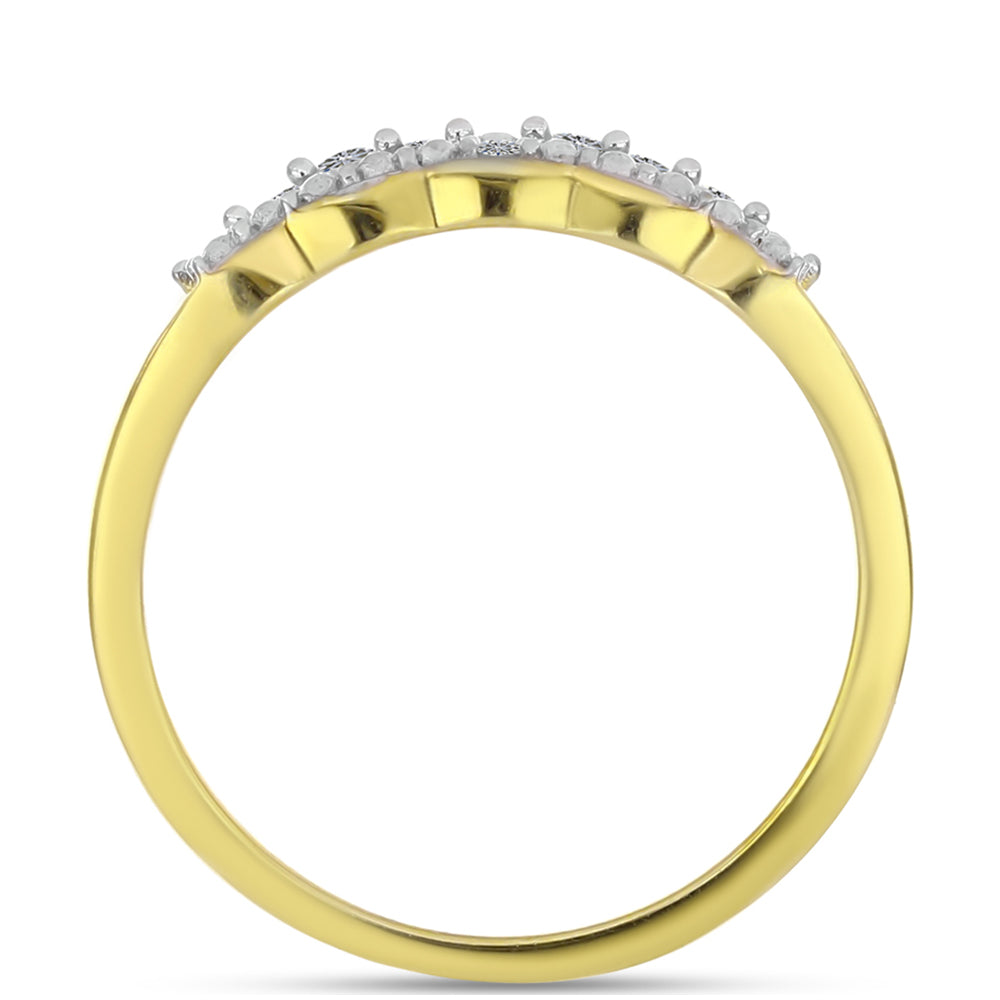 Inel din Argint 925 Placat cu Aur ( 2.72 grame ) cu Diamant Alb 0.08 Carate 6 