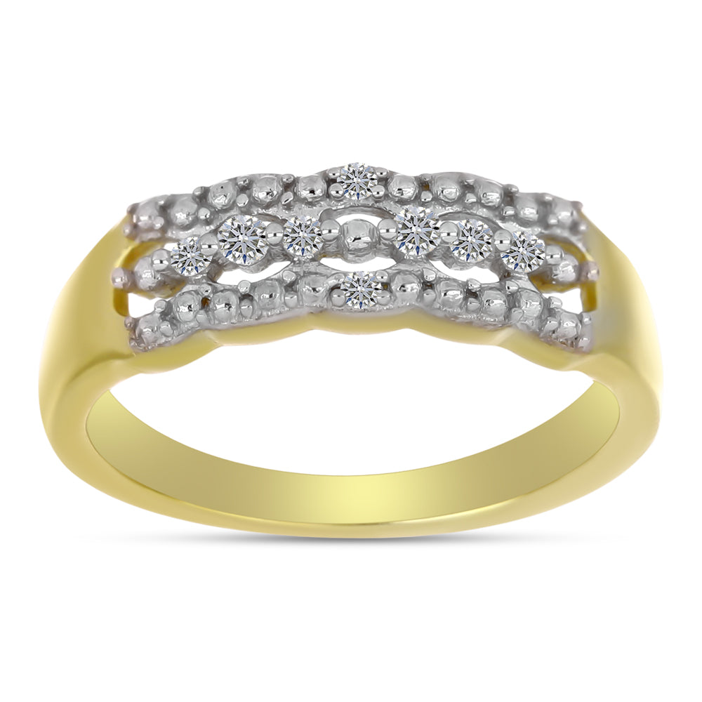 Inel din Argint 925 Placat cu Aur ( 2.72 grame ) cu Diamant Alb 0.08 Carate