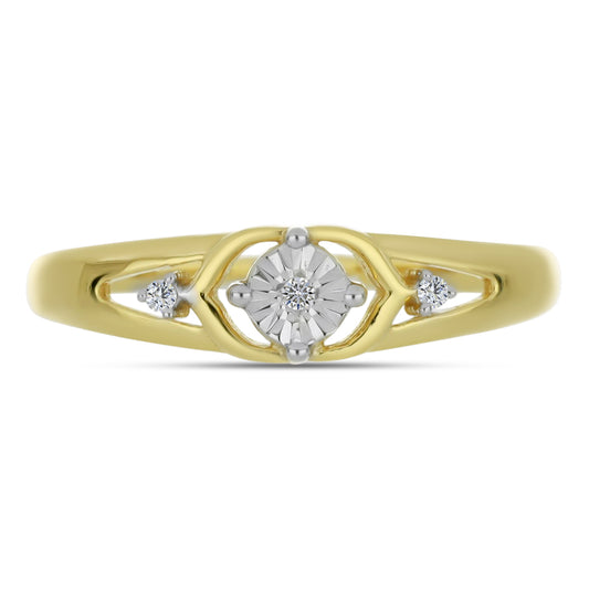 Inel din Argint 925 Placat cu Aur ( 2.17 grame ) cu Diamant Alb și Zircon Alb 0.04 Carate