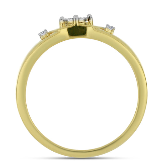 Inel din Argint 925 Placat cu Aur ( 2.17 grame ) cu Diamant Alb și Zircon Alb 0.04 Carate