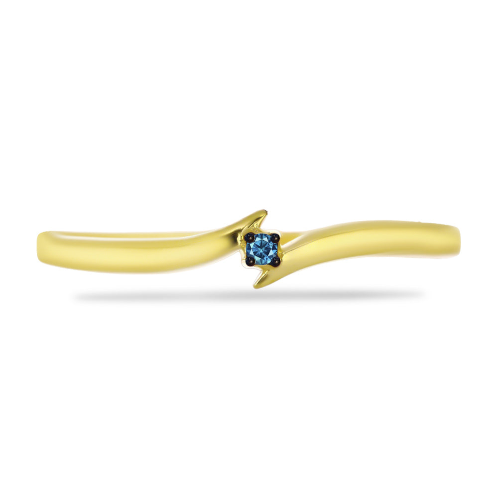 Inel din Argint 925 Placat cu Aur ( 1.4 grame ) cu Diamant Albastru 0.03 Carate 1 