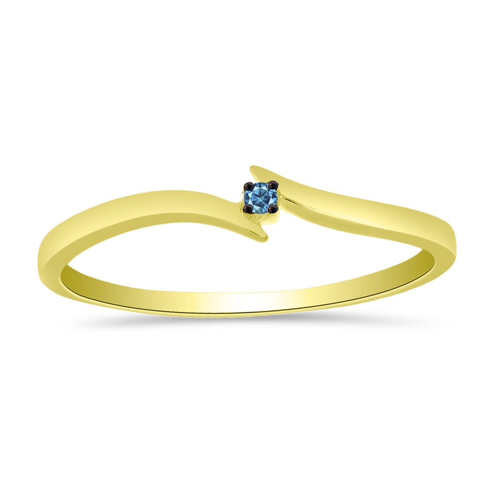 Inel din Argint 925 Placat cu Aur ( 1.4 grame ) cu Diamant Albastru 0.03 Carate