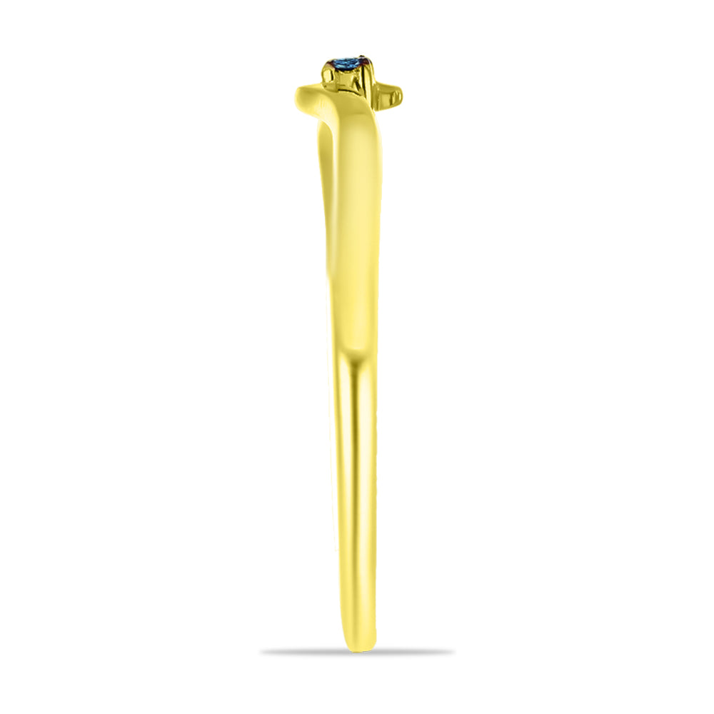 Inel din Argint 925 Placat cu Aur ( 1.4 grame ) cu Diamant Albastru 0.03 Carate 4 