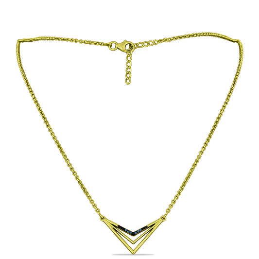 Colier din Argint 925 Placat cu Aur ( 5.36 grame ) cu Diamant Albastru 0.05 Carate