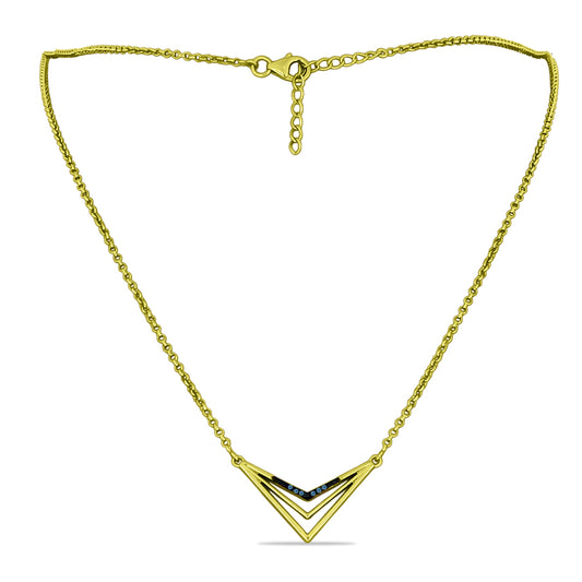 Colier din Argint 925 Placat cu Aur ( 5.36 grame ) cu Diamant Albastru 0.05 Carate