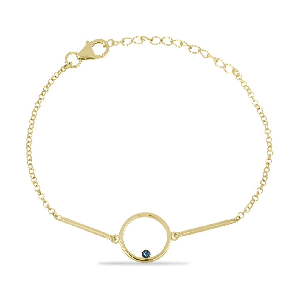 Brățară din Argint 925 Placat cu Aur ( 3.26 grame ) cu Diamant Albastru 0.01 Carate 1 