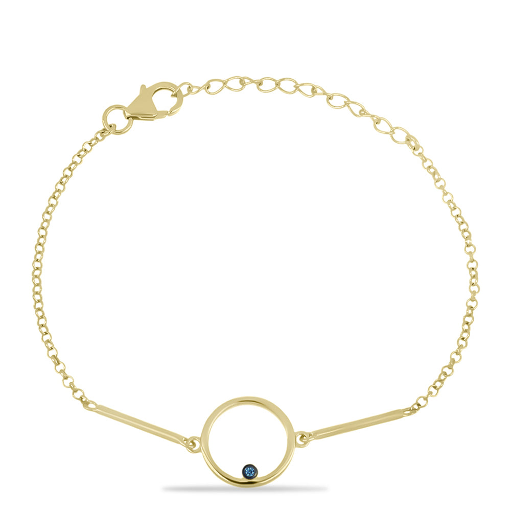 Brățară din Argint 925 Placat cu Aur ( 3.26 grame ) cu Diamant Albastru 0.01 Carate 2 