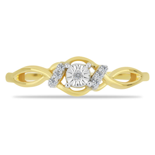Inel din Argint 925 Placat cu Aur ( 1.73 grame ) cu Diamant Alb și Zircon Alb 0.09 Carate