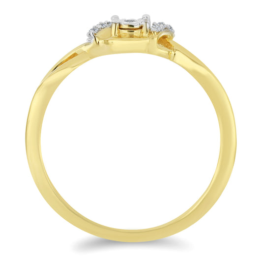 Inel din Argint 925 Placat cu Aur ( 1.73 grame ) cu Diamant Alb și Zircon Alb 0.09 Carate