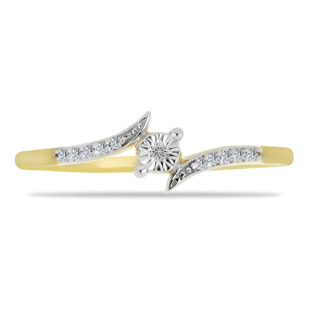 Inel din Argint 925 Placat cu Aur ( 1.39 grame ) cu Diamant Alb și Zircon Alb 0.11 Carate