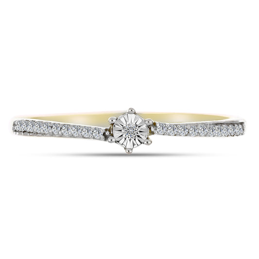 Inel din Argint 925 Placat cu Aur ( 1.55 grame ) cu Diamant Alb și Zircon Alb 0.21 Carate