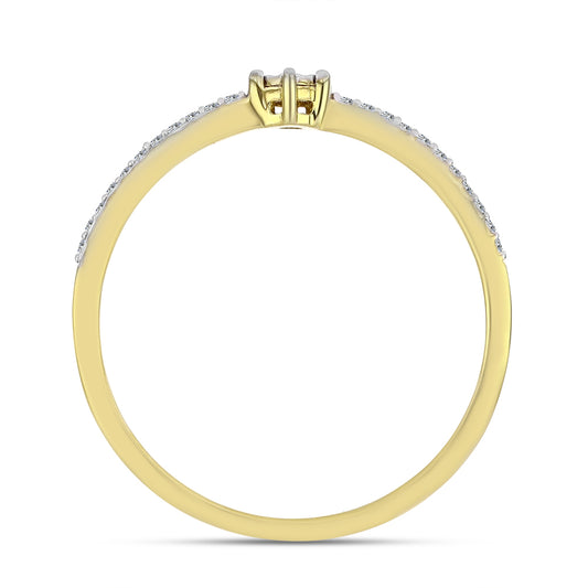 Inel din Argint 925 Placat cu Aur ( 1.55 grame ) cu Diamant Alb și Zircon Alb 0.21 Carate