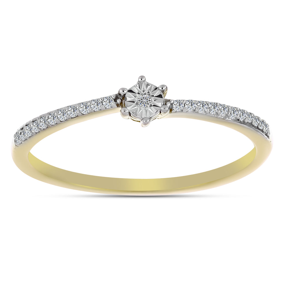 Inel din Argint 925 Placat cu Aur ( 1.55 grame ) cu Diamant Alb și Zircon Alb 0.21 Carate 3 