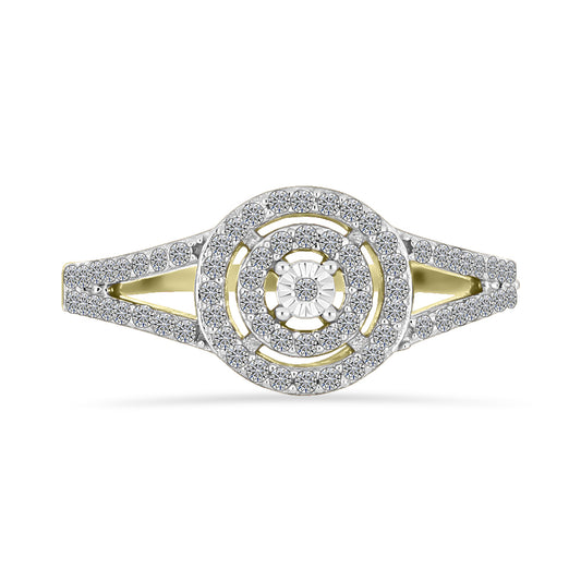 Inel din Argint 925 Placat cu Aur ( 2.85 grame ) cu Diamant Alb și Zircon Alb 0.78 Carate