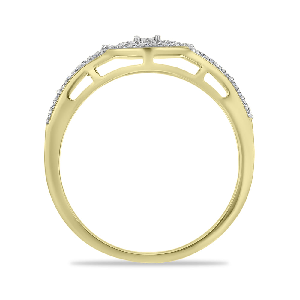 Inel din Argint 925 Placat cu Aur ( 2.85 grame ) cu Diamant Alb și Zircon Alb 0.78 Carate