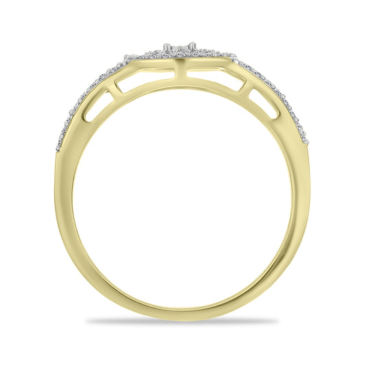 Inel din Argint 925 Placat cu Aur ( 2.85 grame ) cu Diamant Alb și Zircon Alb 0.78 Carate