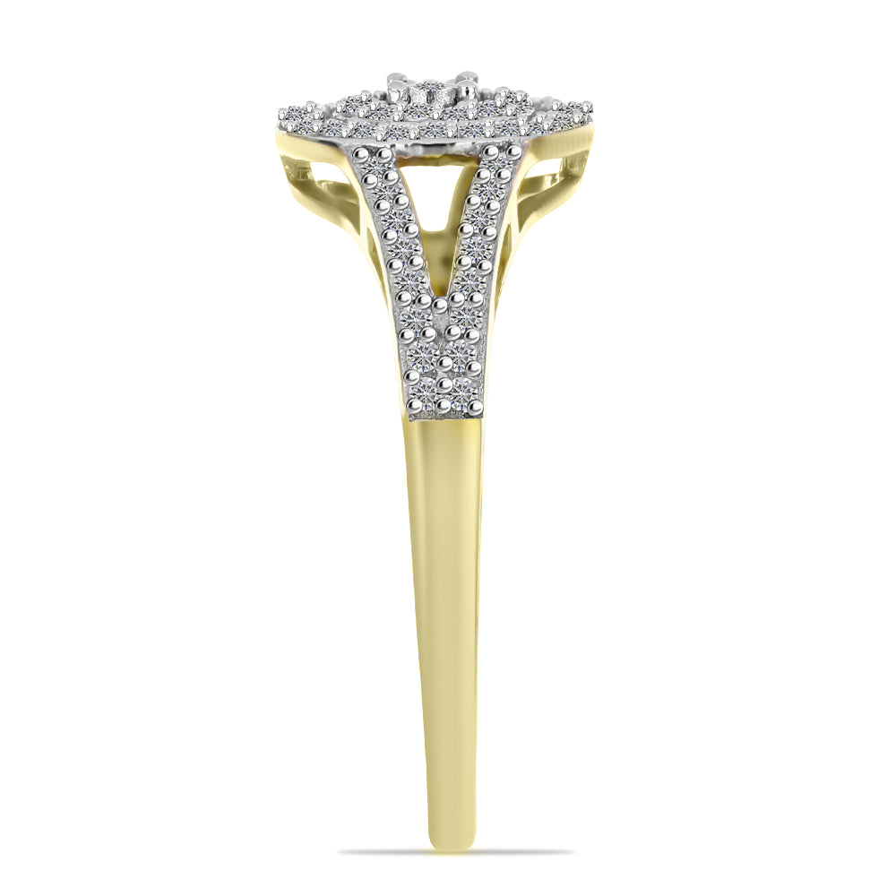 Inel din Argint 925 Placat cu Aur ( 2.85 grame ) cu Diamant Alb și Zircon Alb 0.78 Carate 4 