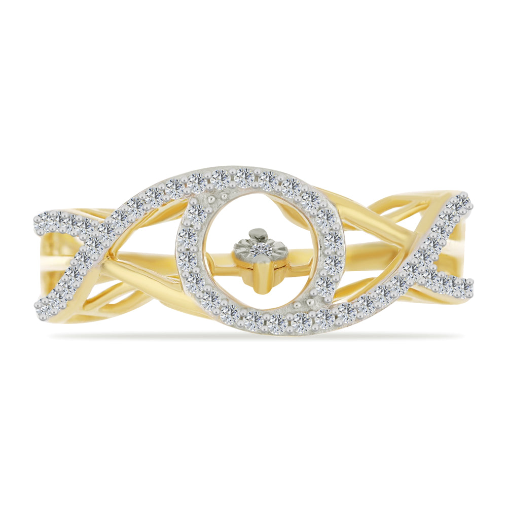 Inel din Argint 925 Placat cu Aur ( 3.75 grame ) cu Diamant Alb și Zircon Alb 0.69 Carate 1 