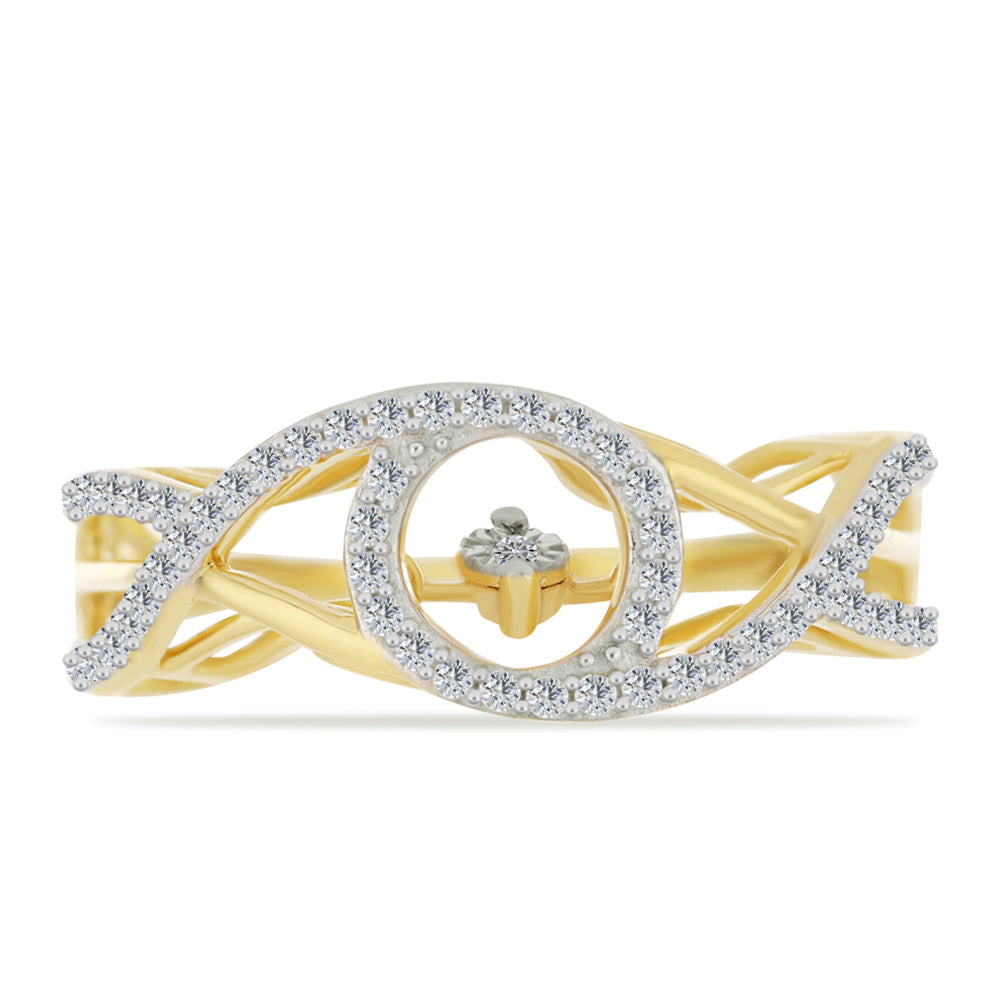 Inel din Argint 925 Placat cu Aur ( 3.75 grame ) cu Diamant Alb și Zircon Alb 0.69 Carate 5 