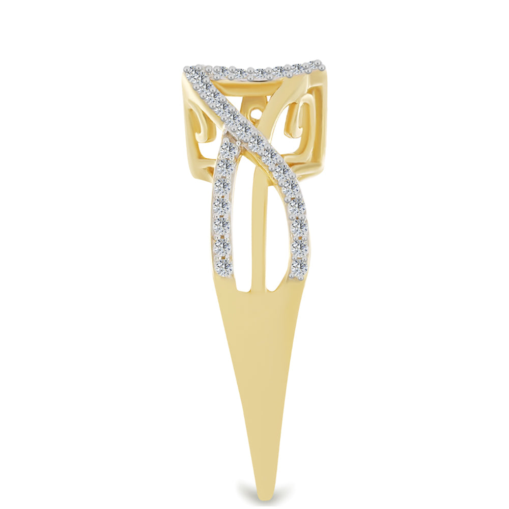 Inel din Argint 925 Placat cu Aur ( 3.75 grame ) cu Diamant Alb și Zircon Alb 0.69 Carate 8 