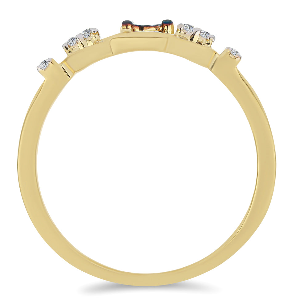Inel din Argint 925 Placat cu Aur ( 1.6 grame ) cu Diamant Albastru și Zircon Alb 0.1 Carate 2 